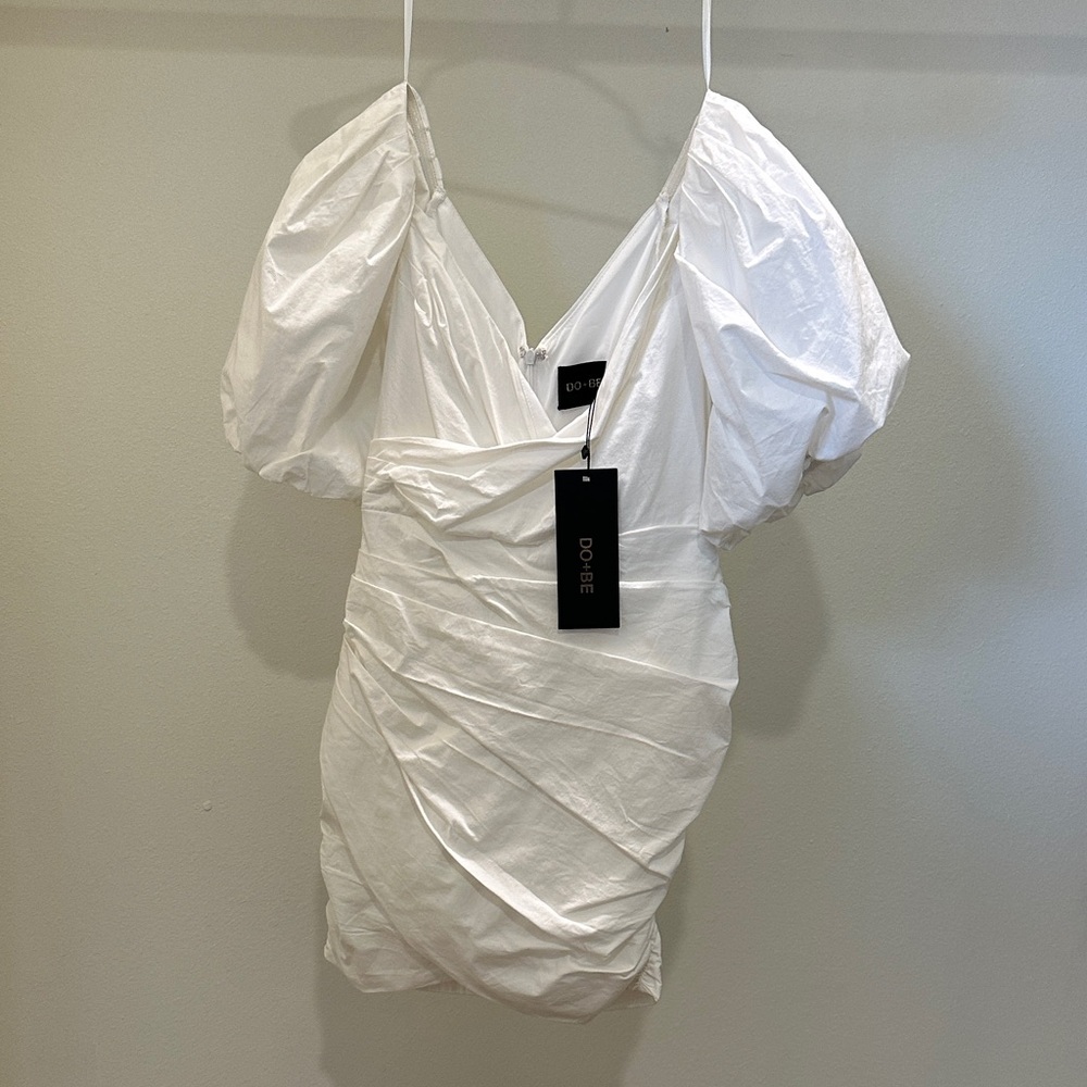 DO+BE White Ruched Mini Dress